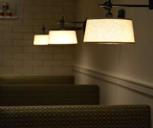 Booth seating with intimate lighting