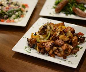 Delicious Chicken Scarpariello, bone-in chicken, Italian sausage, peppers, onions, potatoes 